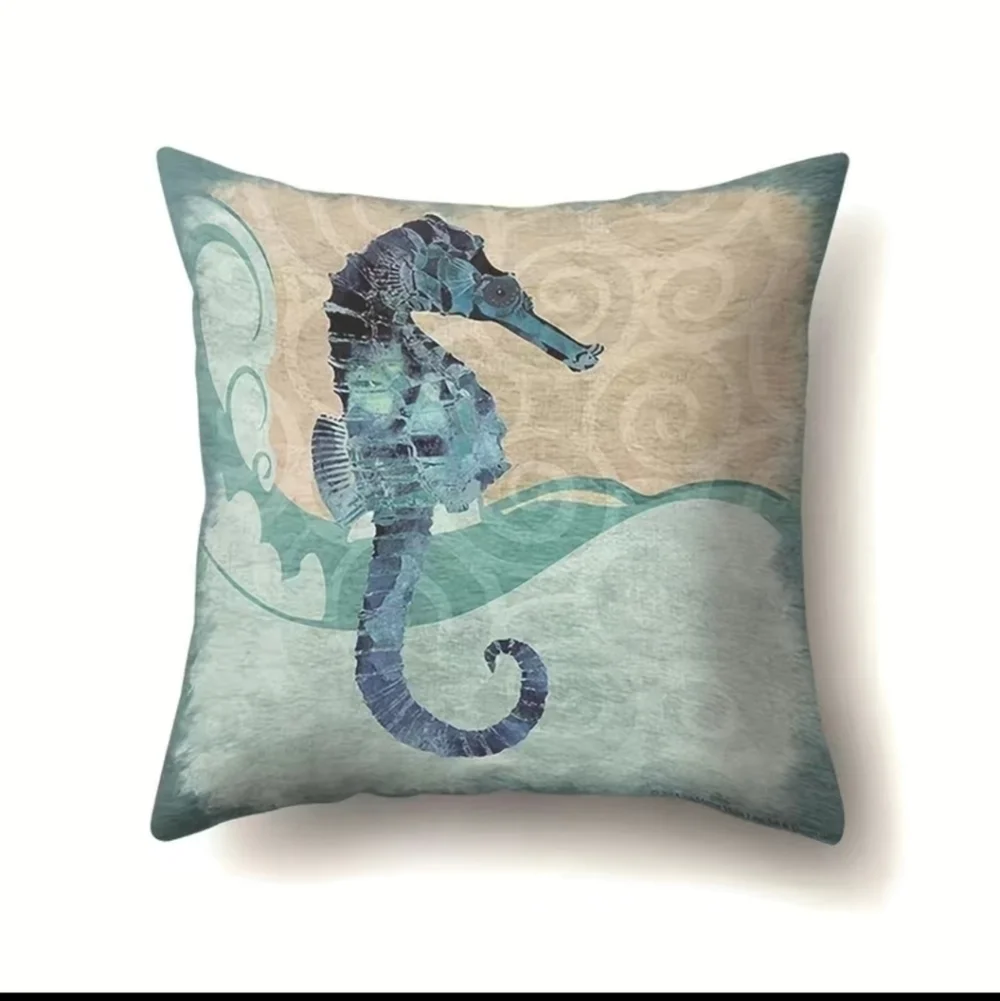 New seahorse beach house theme home decor accent pillow case